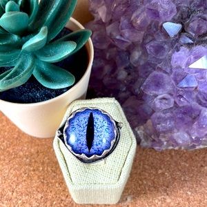 Glass evil eve talisman ring handmade